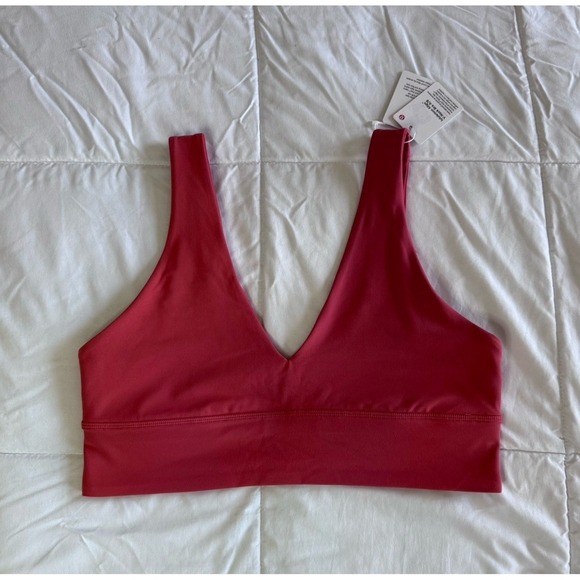 New Lululemon Align V Neck Bra Size 12 Cup A/B Dessert Red Nulu Stretch NWT